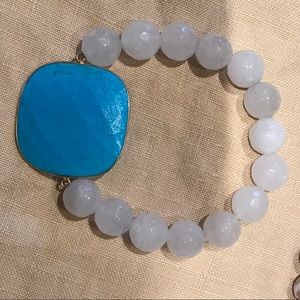 Turquoise Gemstone on White Faceted beads